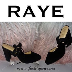 NEW Raye Ives Black Suede Ankle Tie Pumps Size 8.5M